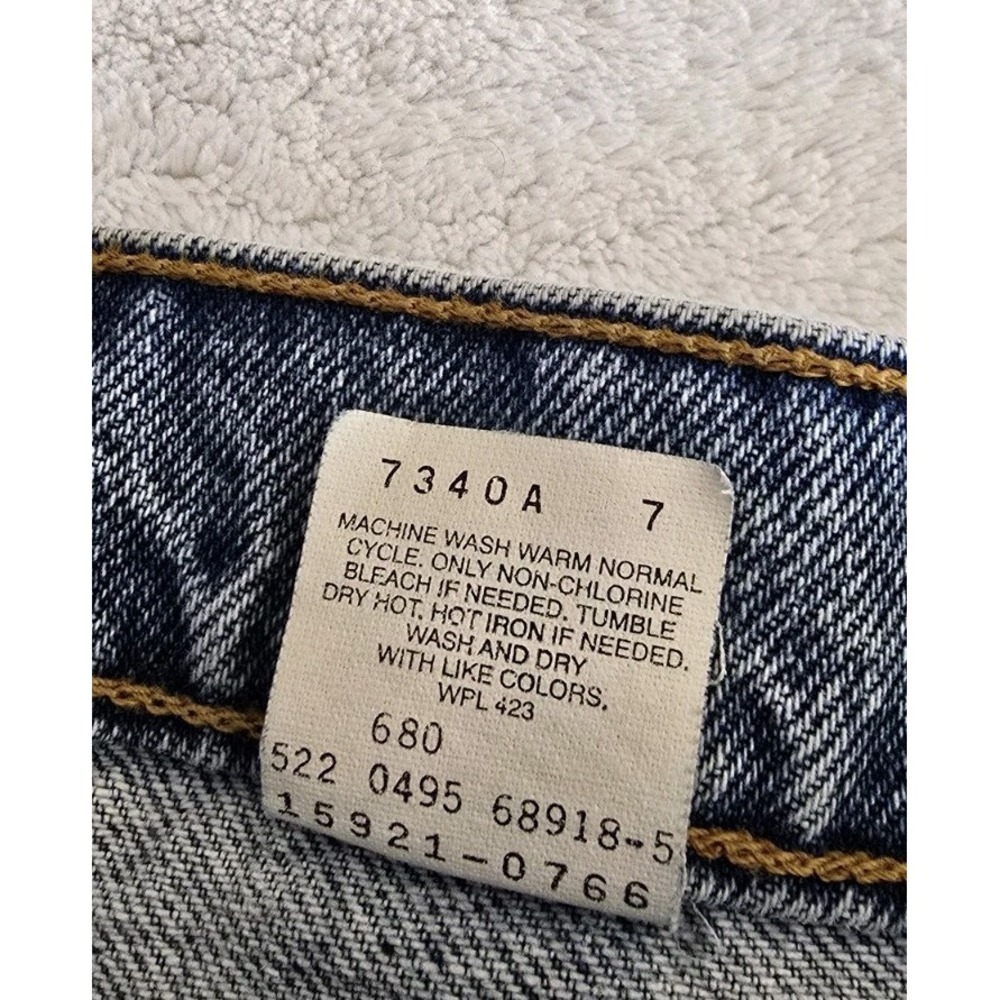 Vintage 90s Levi's 921 Tapered Fit Leg Orange Tab Denim Jeans 14 Short - Picture 5 of 9